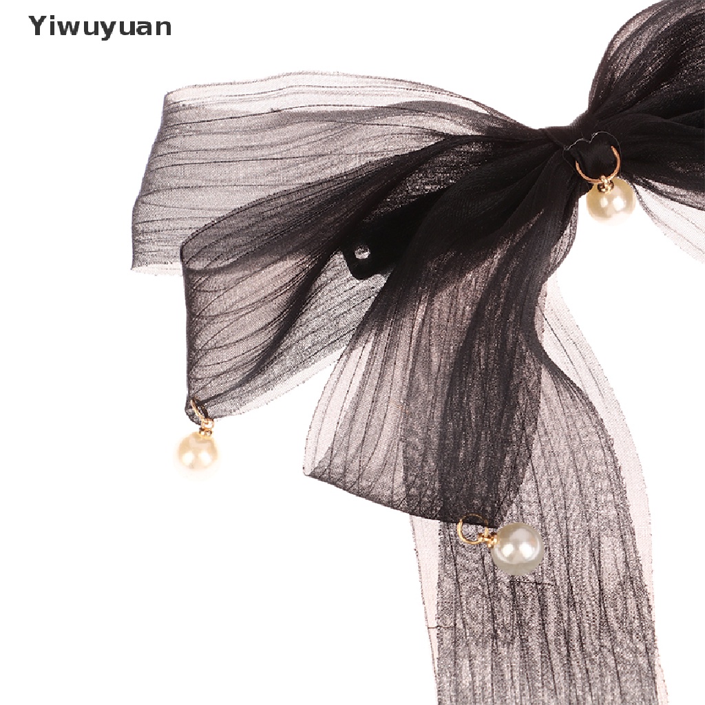 < Yiwuyuan > Kẹp Tóc Thắt Nơ Lưới Trắng Đen Mới Cho Nữ Giới Giảm Giá