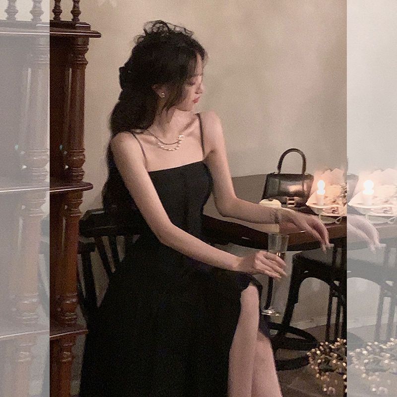 [F &amp; X] Đầm Dây Xếp Ly Cao Cấp Phong Cách Hepburn Pháp Thời Trang Xuân Thu Cho Nữ