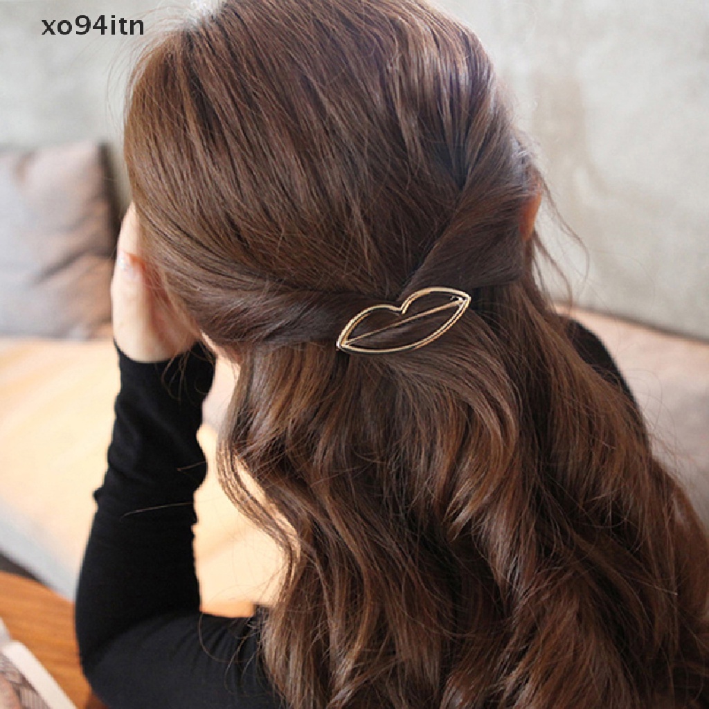 Set 2 Kẹp Tóc Kim Loại Hình Học / Trăng / Sao Thanh Lịch Cho Nữ