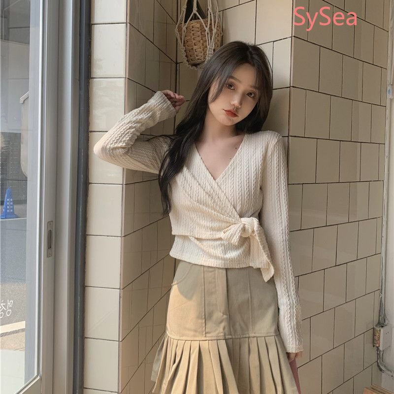 Áo Kiểu Tay Dài Cổ Chữ V Thời Trang Quyến Rũ Cho Nữ