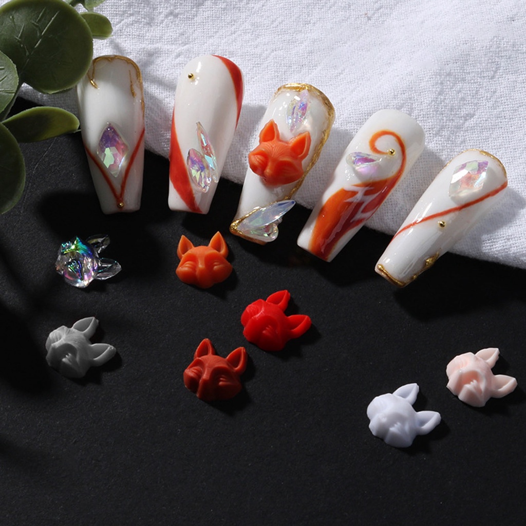 Bộ 30 Phụ Kiện Trang Trí Móng Tay Tạo Hiệu Ứng 3D Tự Nhiên Hình Đầu Cáo Cho Nữ