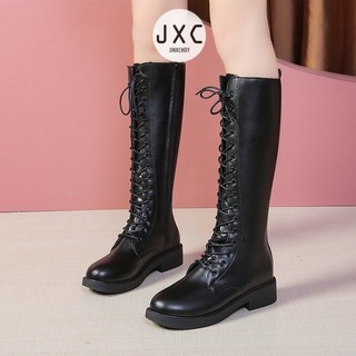 JINxCHOY  Giày Bốt Da Cổ Cao Thời Trang Cho Nữ