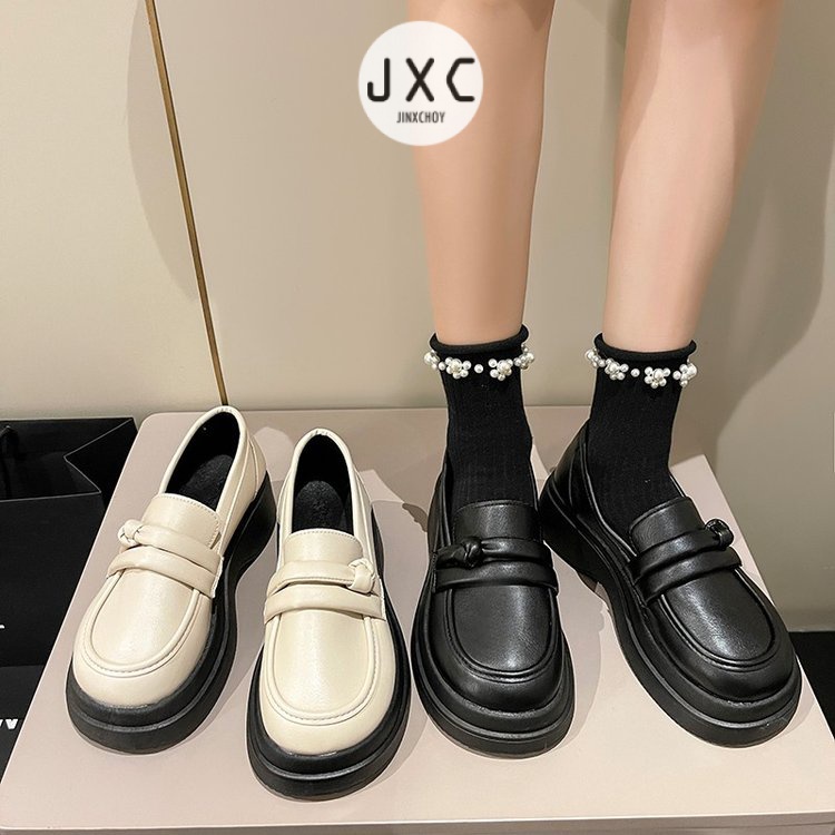 JINxCHOY Giày búp bê JINXCHOY mũi tròn đế dày thoải mái phong cách Mary Jane mới dễ phối đồ