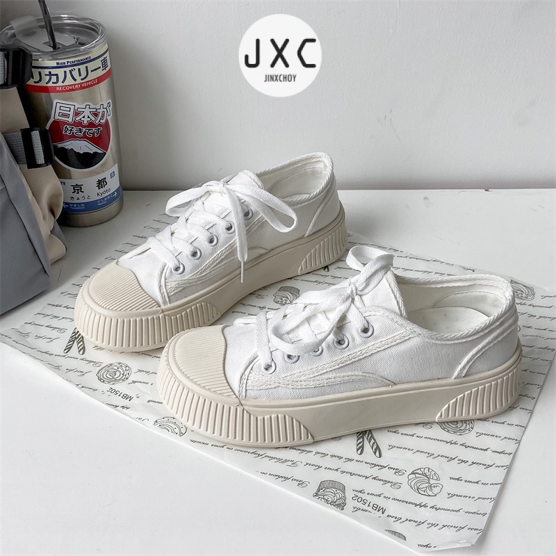Giày Thể Thao Vải Bạt Mũi Tròn Cột Dây Phối Màu Thời Trang Ulzzang
