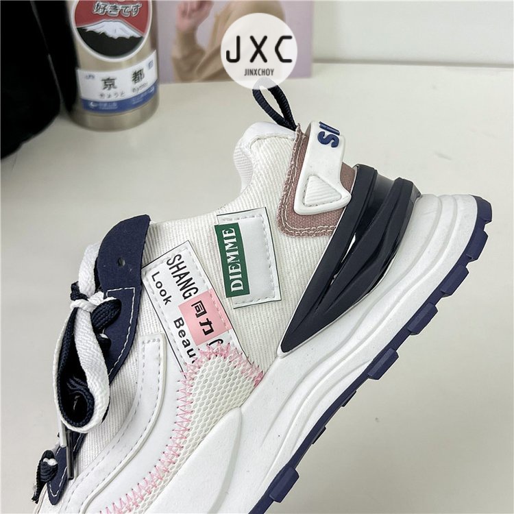 Giày Thể Thao Mũi Tròn Cột Dây Thoáng Khí Trọng Lượng Nhẹ Thời Trang Ulzzang