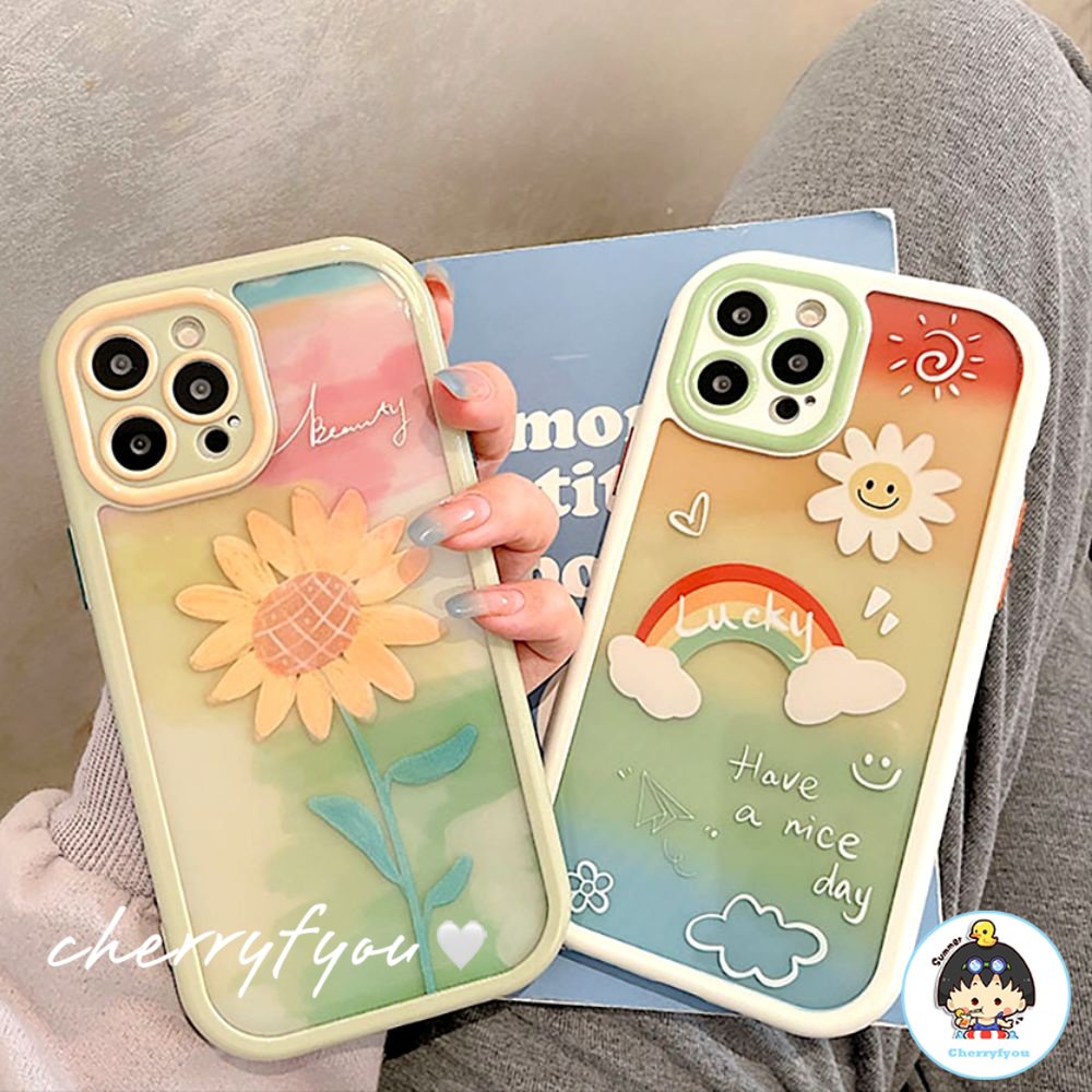 Ốp Điện Thoại TPU Mềm Chống Sốc Họa Tiết Hoa Hướng Dương Cho IPhone 11 12 13 14 Pro Max XR XS Max