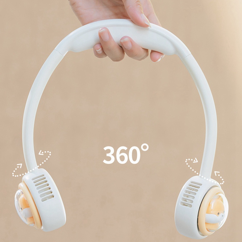 Quạt Điện USB Đeo Cổ Không Cánh 1800MAh Không Gây Tiếng Ồn Màu Trắng Phong Cách Thể Thao
