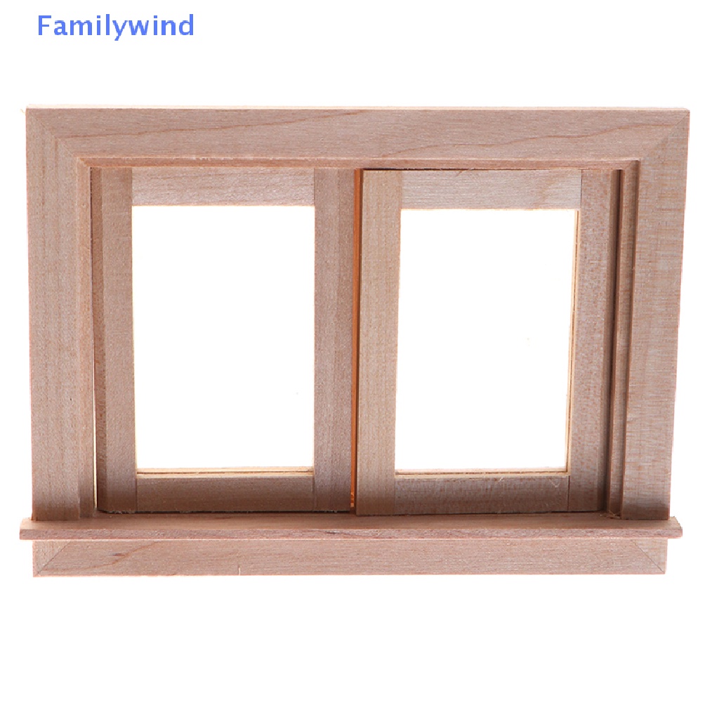 Bộ 2 Khung Cửa Sổ Bằng Gỗ Tỉ Lệ 1 / 12 Dùng Trang Trí Nhà Búp Bê