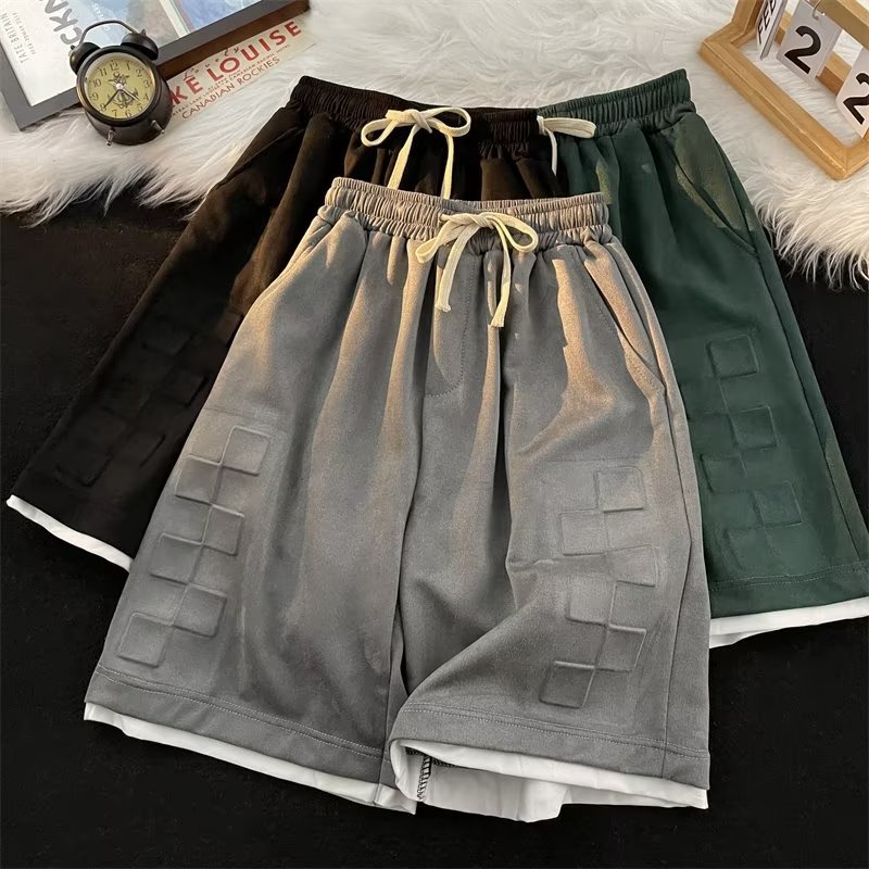 Quần Short Thể Thao Giả Hai Lớp Phong Cách Đường Phố Mùa Hè Cho Nam