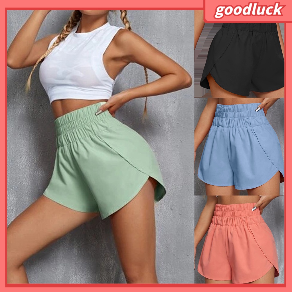 [GUC] Quần Short Tập Yoga Hai Lớp Lưng Thun Co Giãn Tốt Đơn Giản Dành Cho Nữ Chạy Bộ