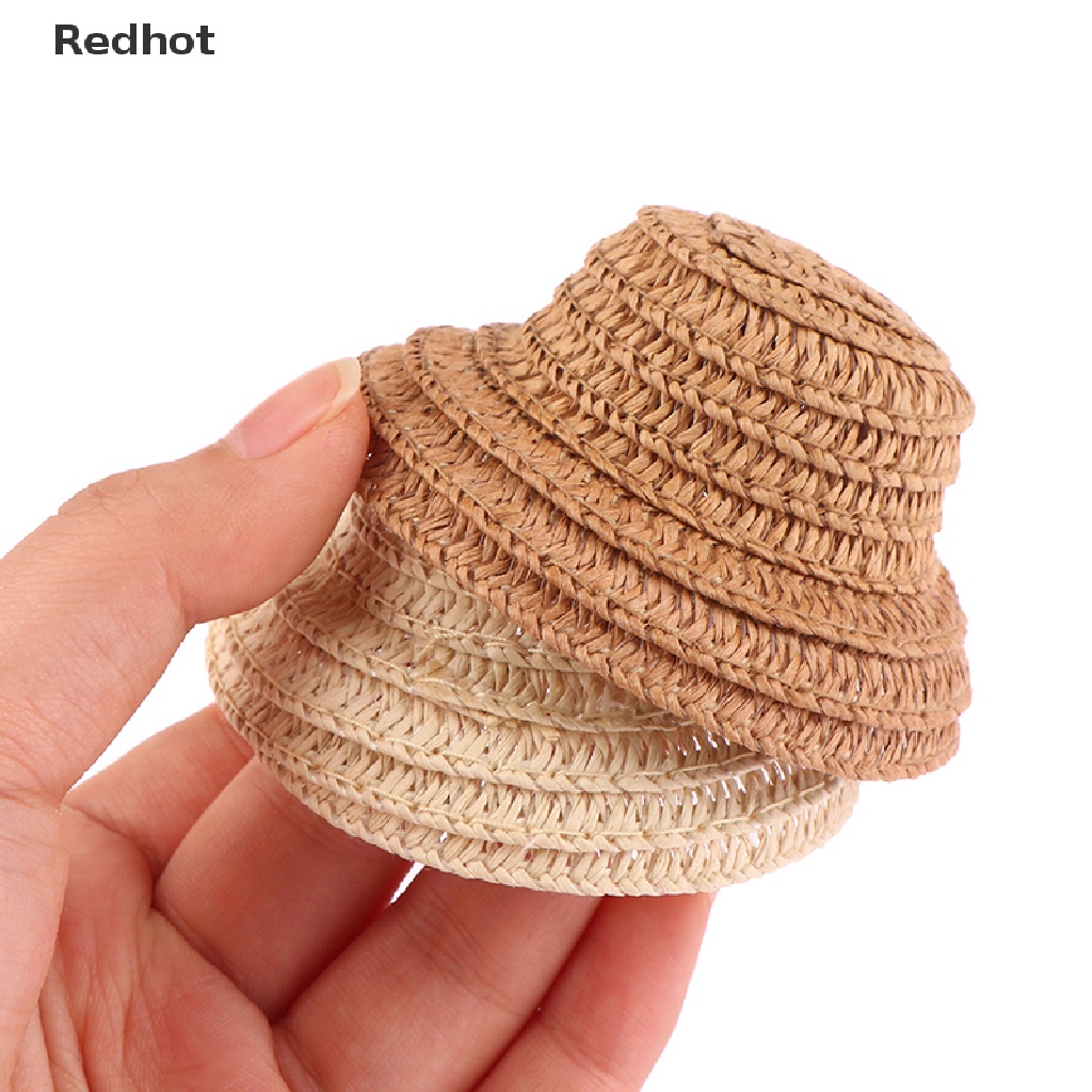 &lt; Redhot &gt; Nón Rơm Thủ Công Mini Trang Trí Nhà Búp Bê