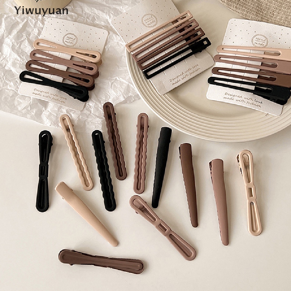 &lt; Yiwuyuan &gt; Bộ 3 / 4 Kẹp Tóc Hình Học Mặt Nhám Phong Cách Vintage Mới Cho Nữ