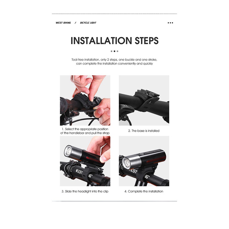 1 Bộ Đèn Pha LED Gắn Phía Trước Xe Đạp Sạc Cổng USB Chống Mưa