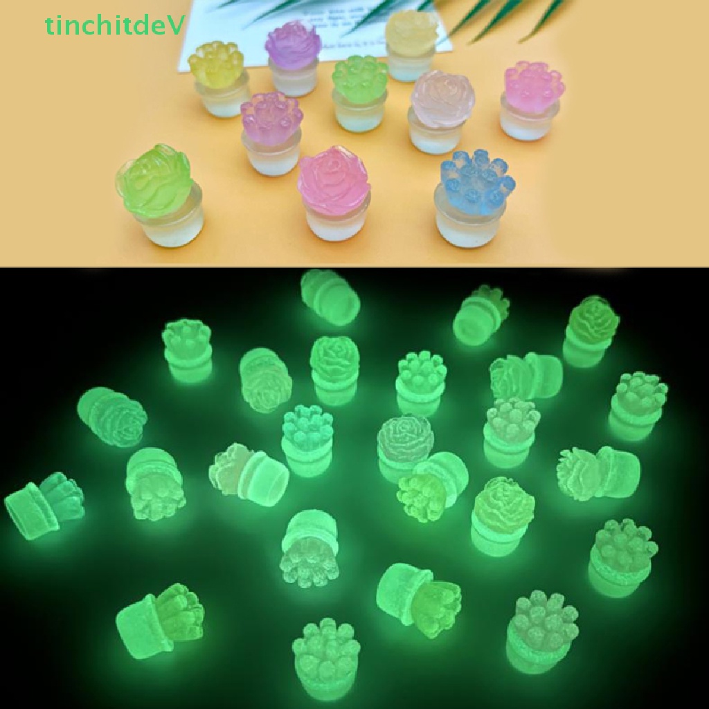 [TinchitdeV] Bộ 2 Chậu Cây Mini Bằng Nhựa Resin Phát Sáng Màu Sắc Ngẫu Nhiên Dùng Trang Trí