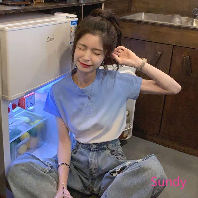 Áo Thun Tay Ngắn Cổ Tròn Plus Size Phong Cách Hàn Quốc Cho Nữ