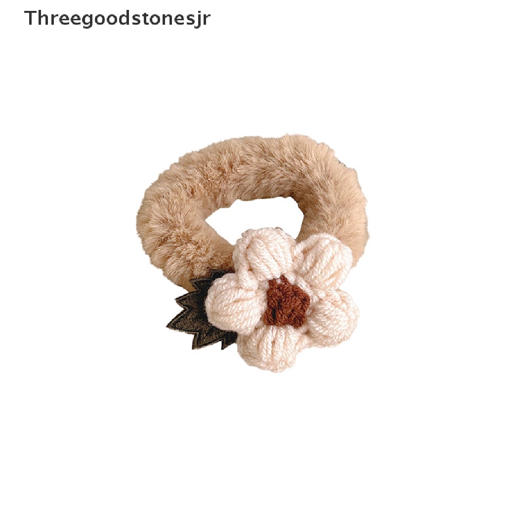 Dây Cột Tóc Cao Su Co Giãn Bọc Vải Bông Họa Tiết Hoa Tai Thỏ Dễ Thương Cho Nữ JR