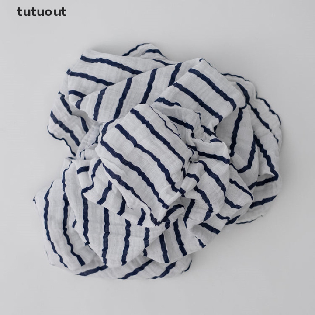 Chăn Quấn Bé Sơ Sinh Chất Liệu Cotton Họa Tiết Kẻ Sọc Màu Xanh Navy