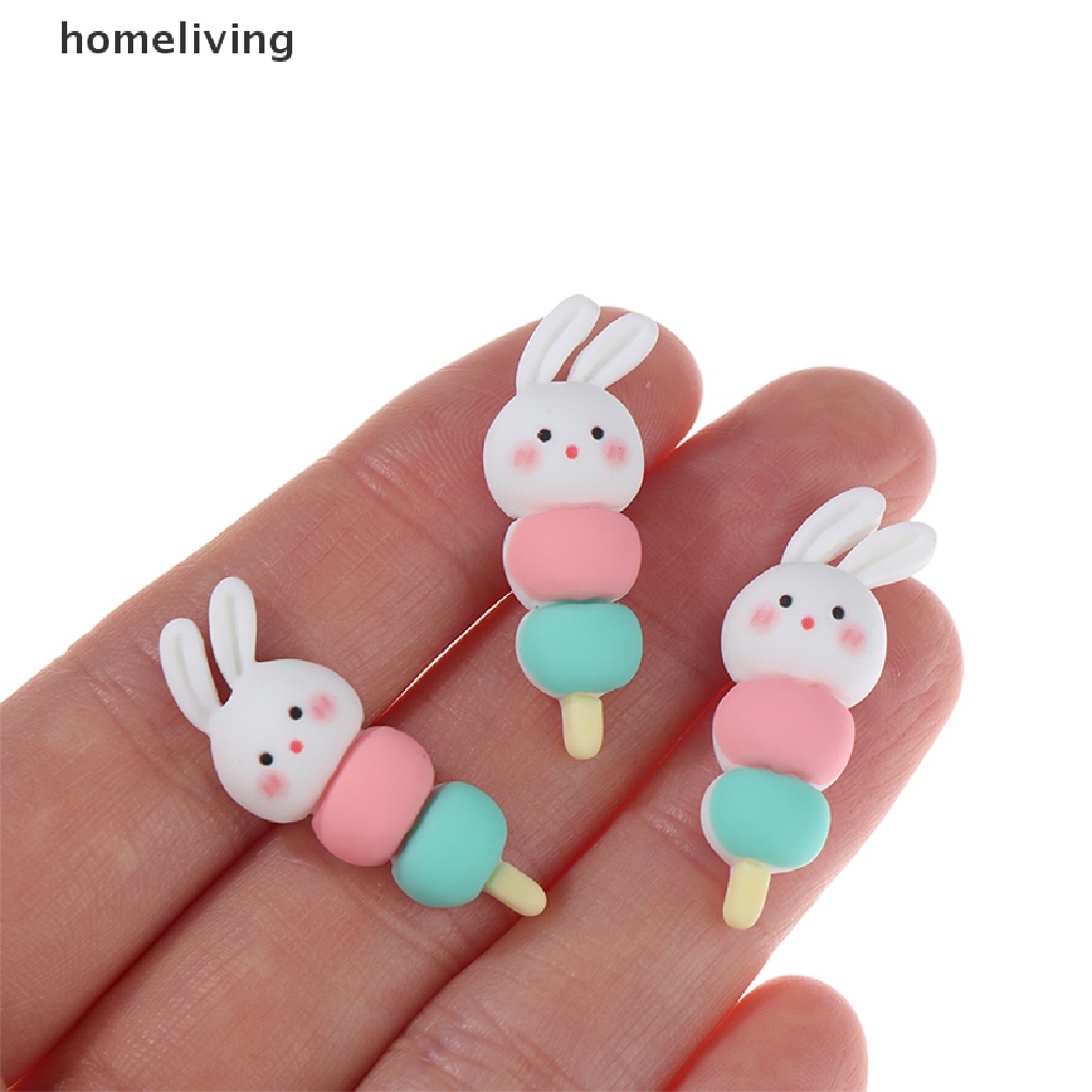 Set 3 Xiên Gỗ Hình Thỏ Nhiều Màu Sắc Trang Trí Nhà Búp Bê