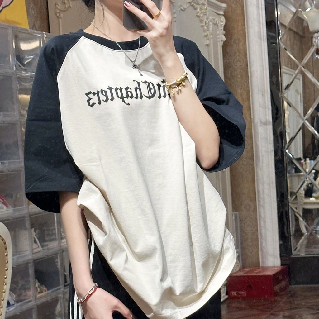 Áo Thun Cotton Tay Ngắn Dáng Rộng In Họa Tiết Độc Đáo Phong Cách Hàn Quốc Thời Trang Cho Nữ