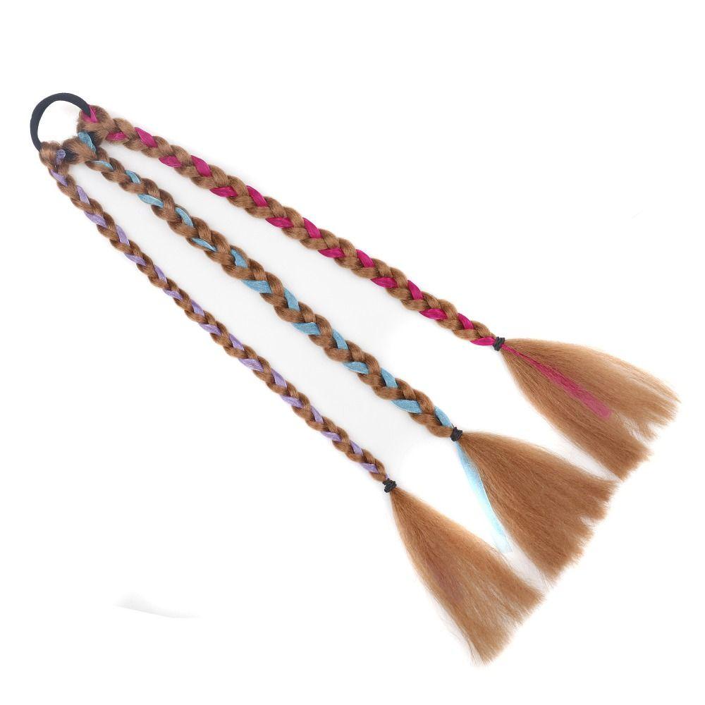 LOMBARD Tóc Giả Thắt Bím Đuôi Ngựa Màu Nâu Đen Kháng Nhiệt Dễ Thương Cho Nữ