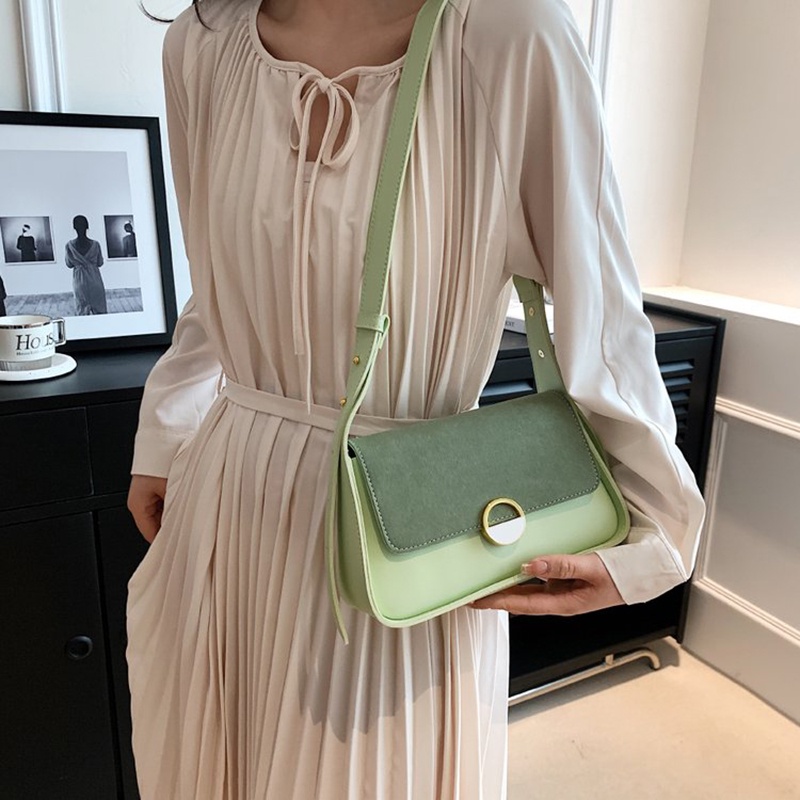 Ielgy Túi đeo dưới cánh tay Thời Trang Phương Tây Đơn Giản Màu Tương Phản Phong Cách niche Cho Nữ