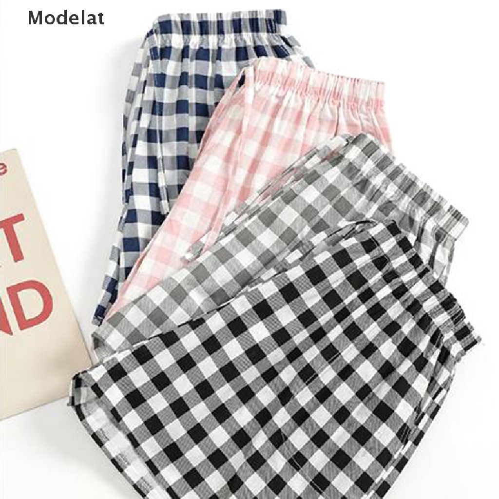 Quần Short Ngủ 96% Cotton Dáng Rộng In Họa Tiết Sọc Caro Thời Trang Mùa Hè 2023