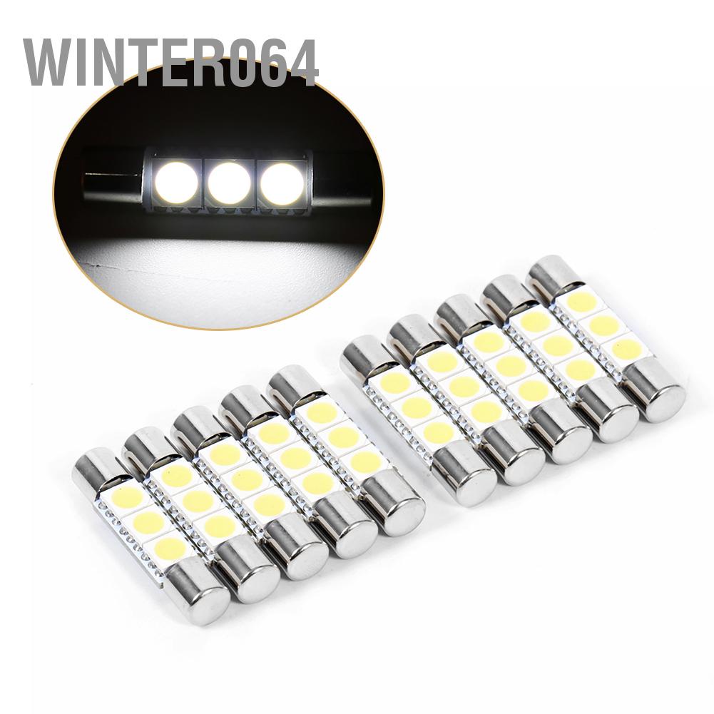 10 bóng đèn LED cầu chì 3-SMD 29-30mm 6641 Winter064