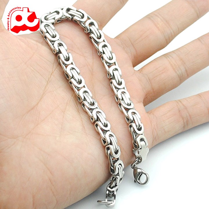 Lắc tay nam inox cao cấp thời trang kiểu ziczac ahaha.official màu trắng thép không gỉ PTLTNA81