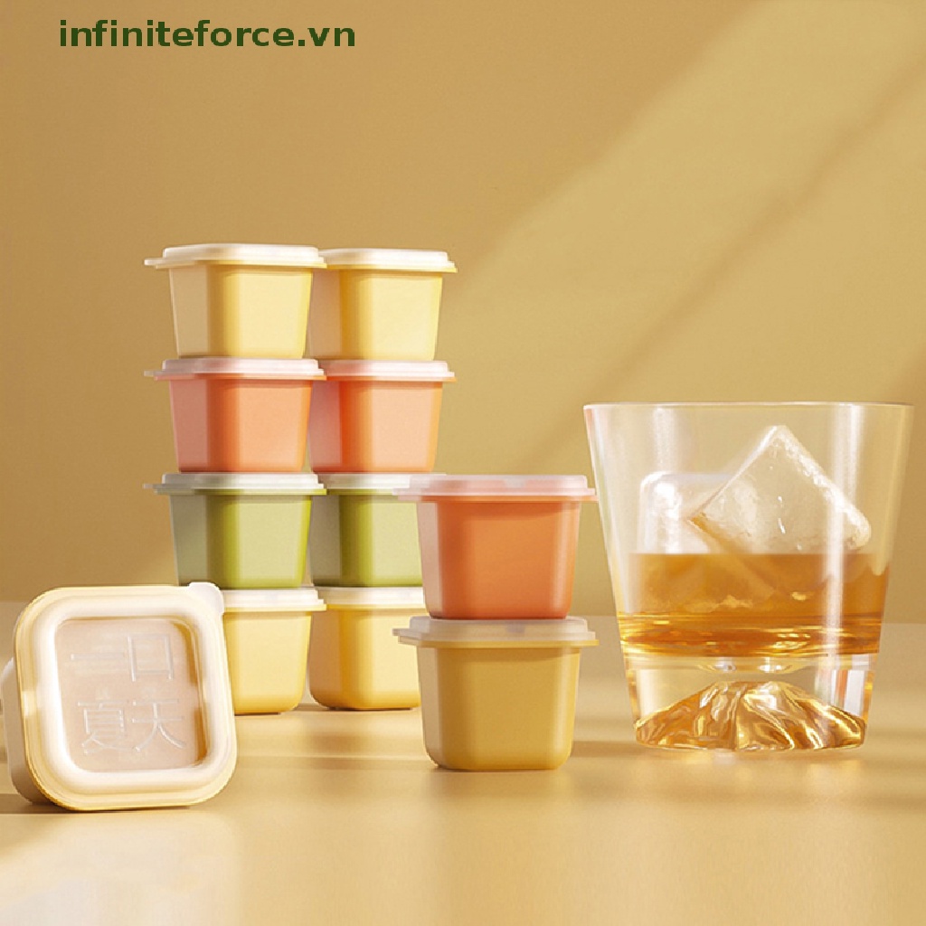 Khuôn Silicon Làm Đá Hình Vuông Có Nắp Tái Sử Dụng Tiện Lợi