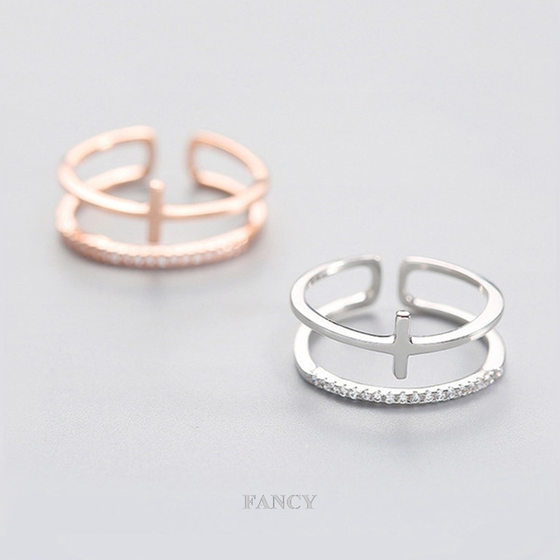 Fancy Mới Nhẫn Mạ Bạc 925 Dạng Hở Nhiều Lớp Có Thể Điều Chỉnh Kích Thước Dành Cho Nữ