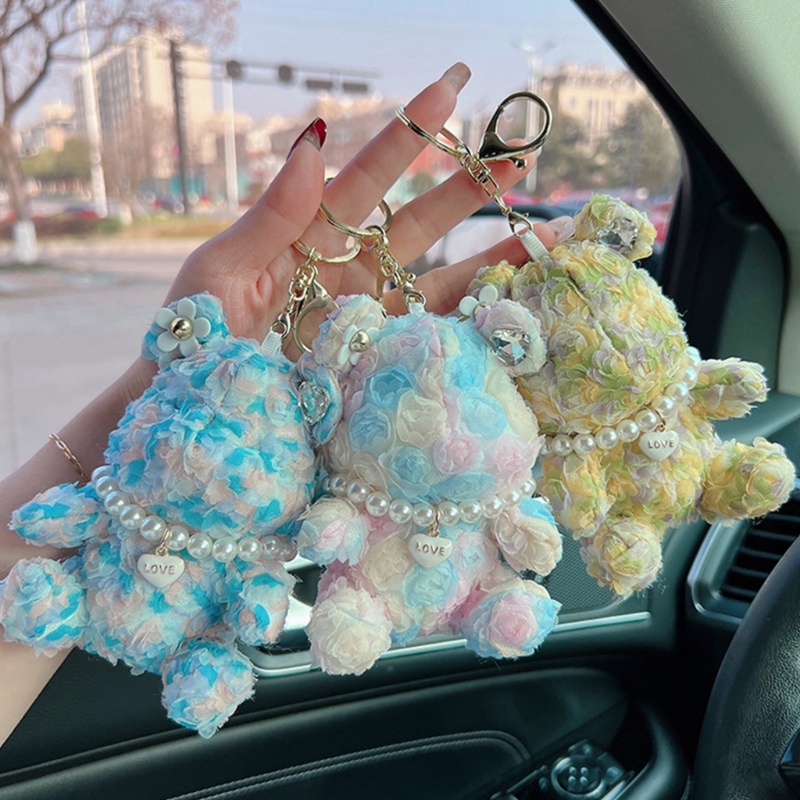 Móc Khóa Hình Trái Tim Đính Hoa Hồng Trang Trí Ba Lô / Túi Xách