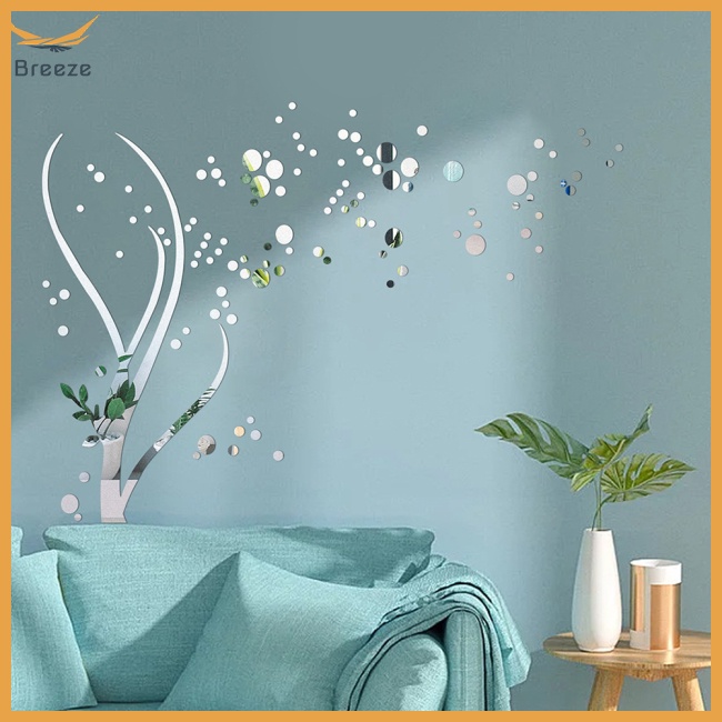 Miếng Dán Tường Bằng Acrylic Tráng Gương Hình Chấm Bi Phản Quang Độc Đáo Trang Trí Nhà Cửa