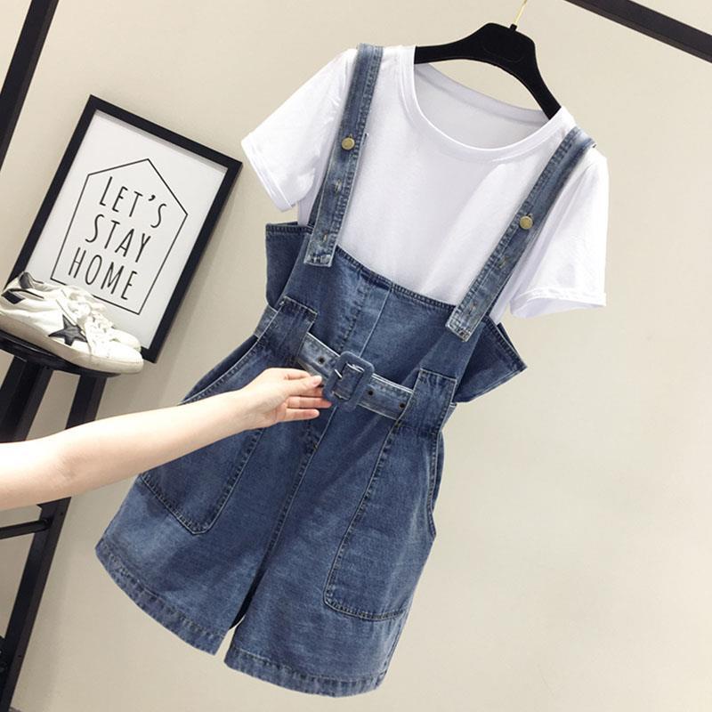 [Bán Chạy] Quần Short Yếm Jean Dáng Rộng Hai Mảnh Phong Cách Hàn Quốc Thời Trang Xuân Hè Dành Cho Nữ
