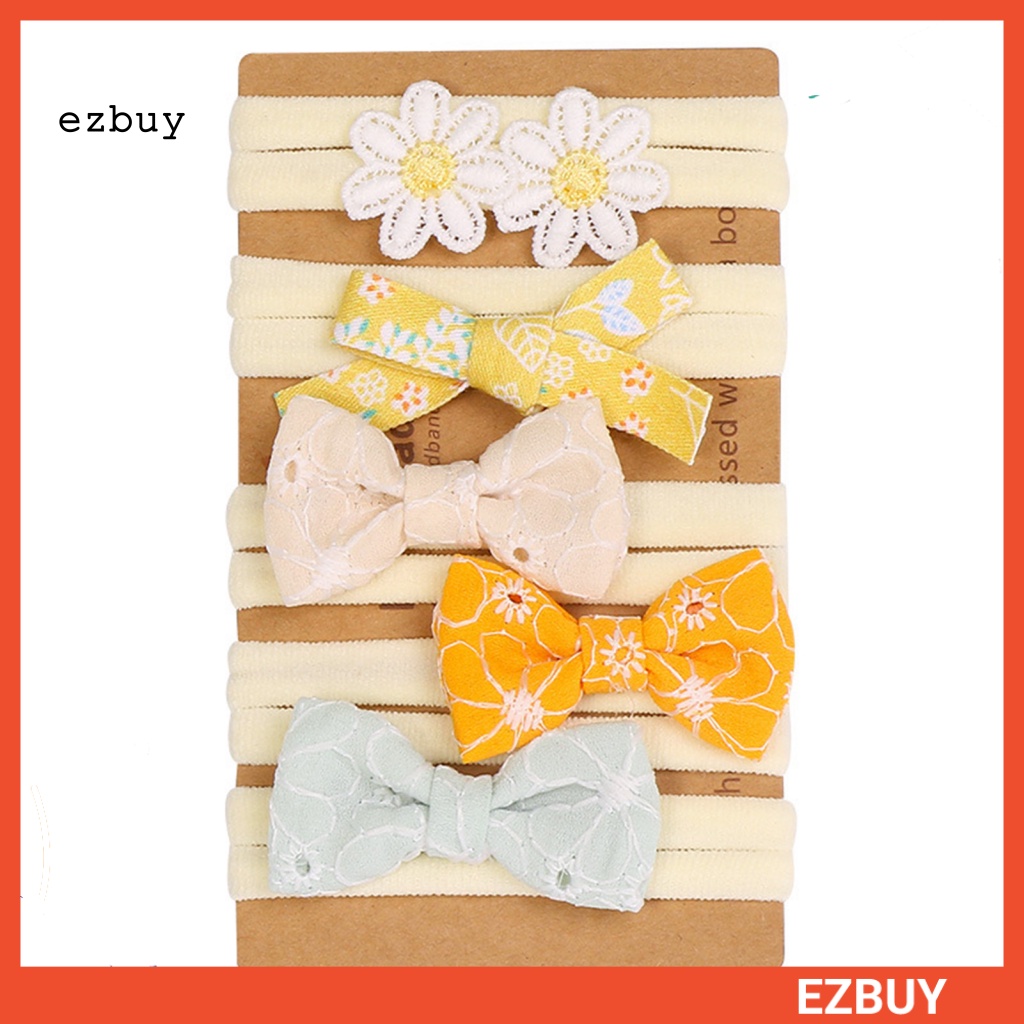 Bộ 5 Băng Đô Mềm Mại Đính Hoa Trang Trí Dành Cho Bé Gái