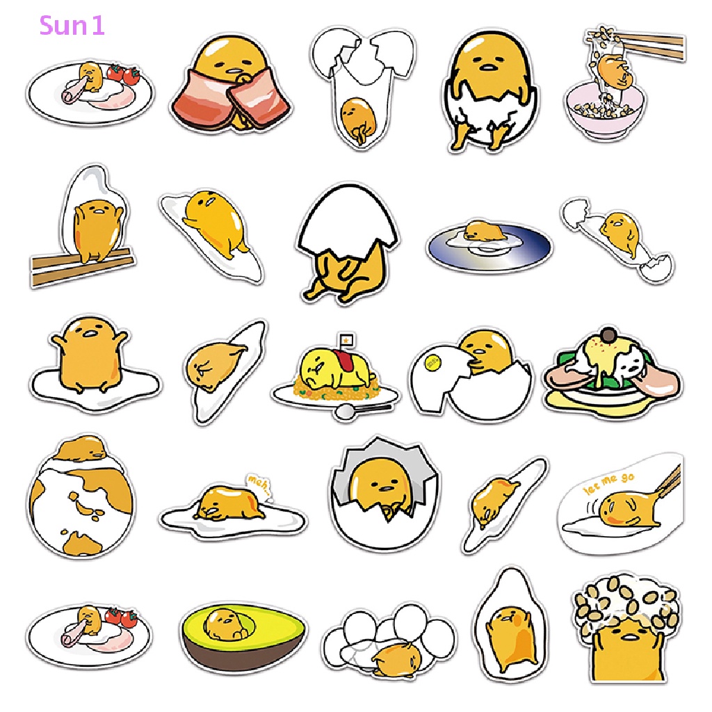 Bộ 50 Miếng Dán Chống Nước Họa Tiết Hoạt Hình Anime Gudetama Sun1