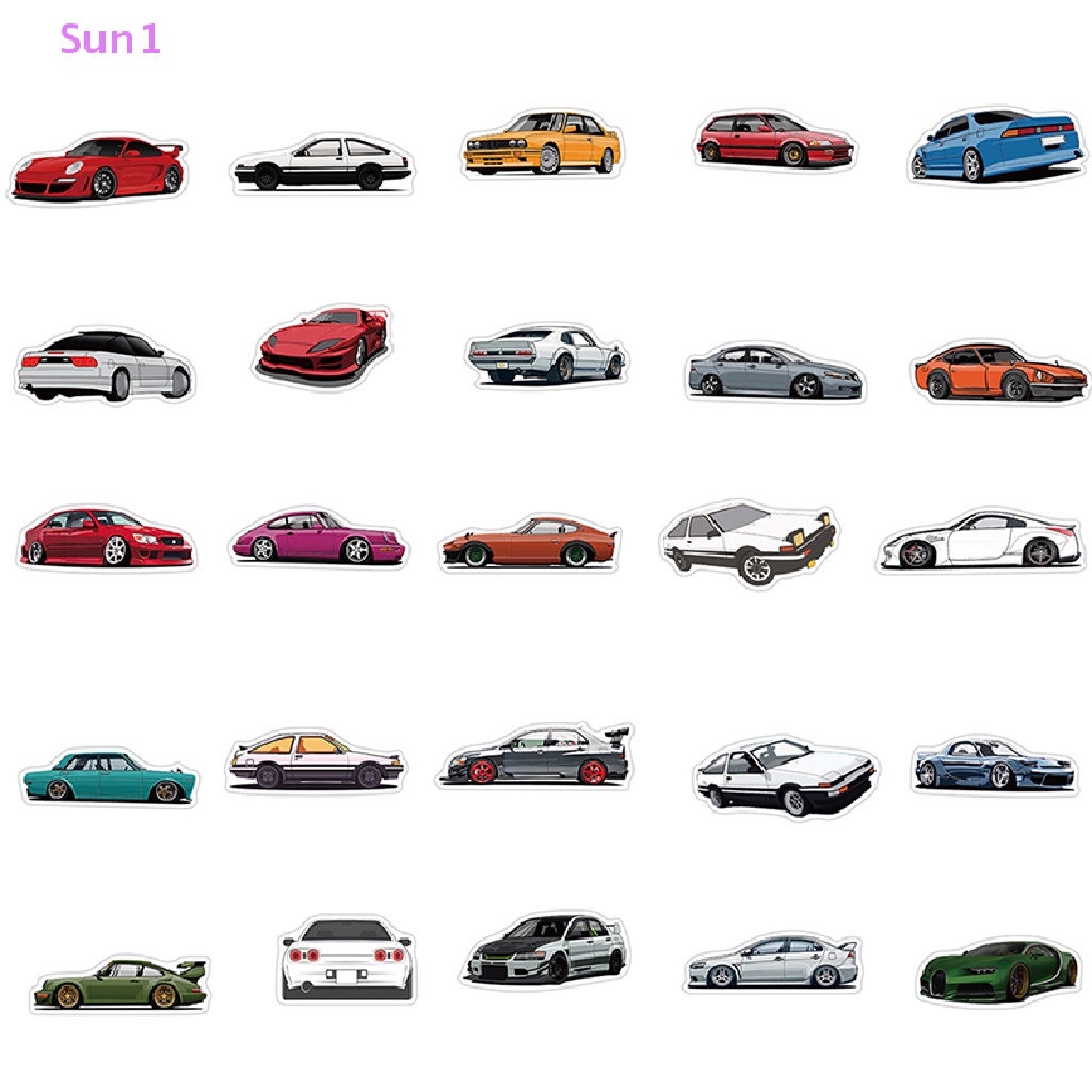 Bộ 100 Sticker Graffiti Sun1 > > 100 Miếng Dán Trang Trí Xe Đua / Va Li Phong Cách Retro