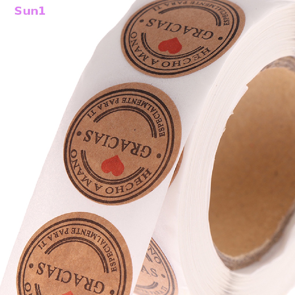 Bộ 500 Nhãn Dán Chữ Thank You Bằng Giấy Kraft Trang Trí Sổ Tay Sun1 &gt; 500 Cái