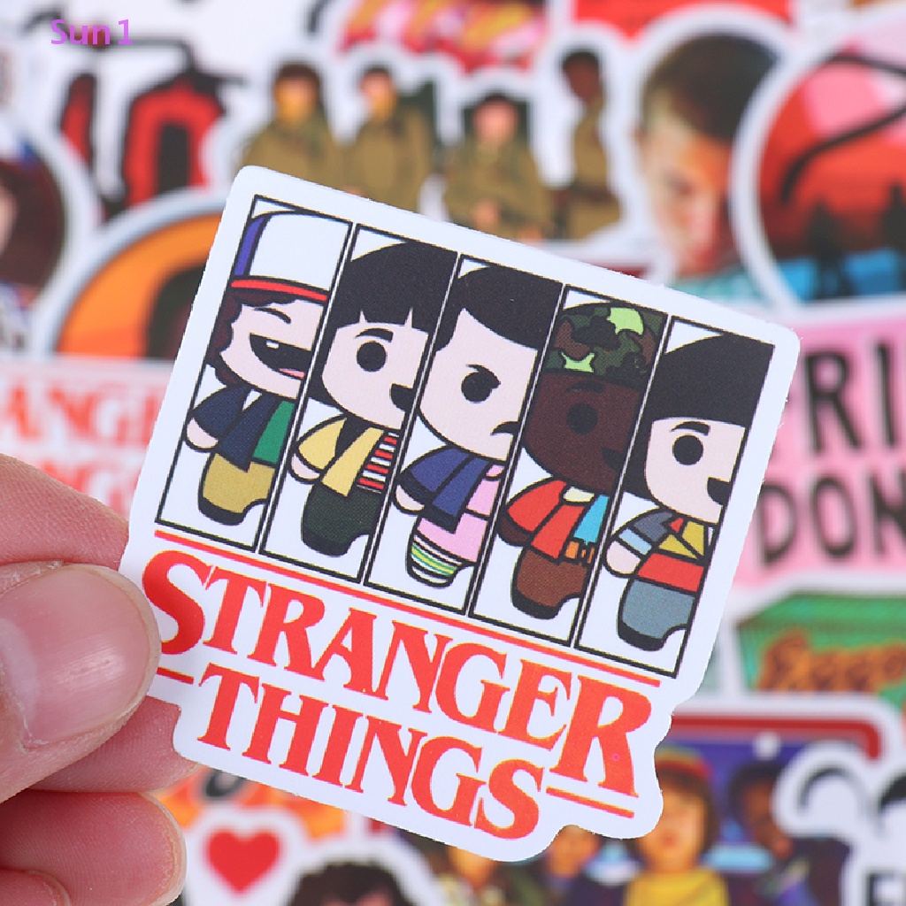 Bộ 50 Sticker Dán Trang Trí Ván Trượt / Laptop / Điện Thoại Hình Stranger Things