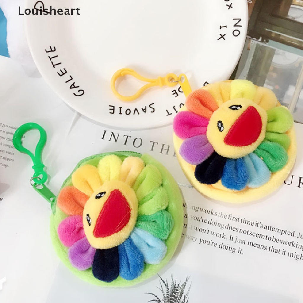 Louisheart Móc Khóa Hình Hoa Hướng Dương Mặt Cười Nhồi Bông Nhiều Màu Có Khóa Kéo Tiện Dụng