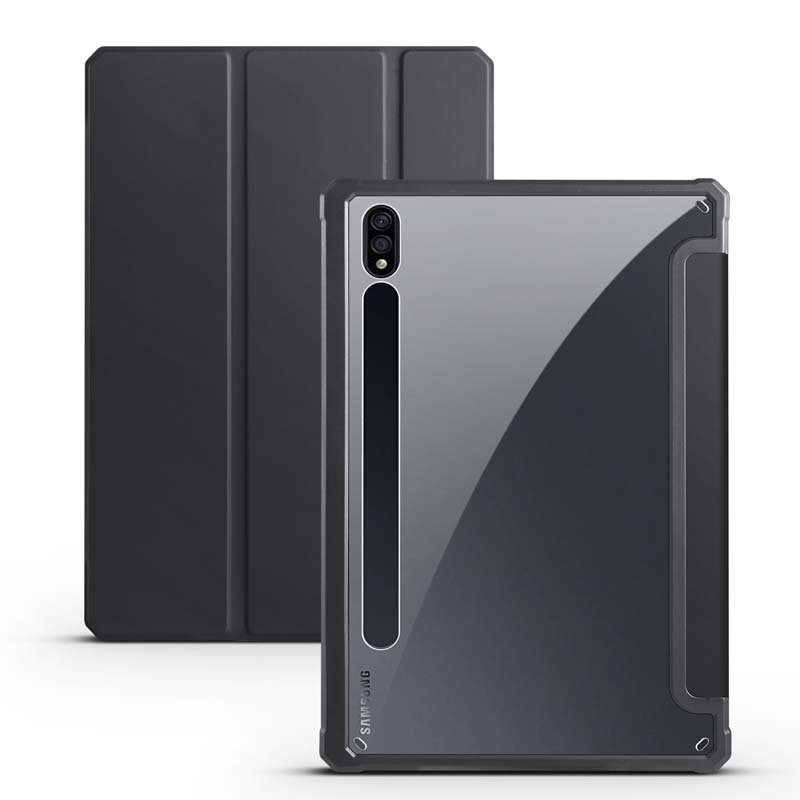 Bao Da PU Máy Tính Bảng Trong Suốt Chống Sốc Có Ngăn Đựng Bút Cho Samsung Galaxy Tab S8 Ultra 14.6 inch SM-X900 SM-X906 S8Ultra Giá Đỡ