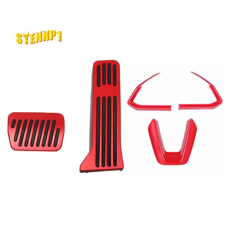 Set 2 Ốp Bàn Đạp Chân Ga + 3 Nút Bấm Vô Lăng Cho Mazda 3 6 CX-4 CX-5 16-19