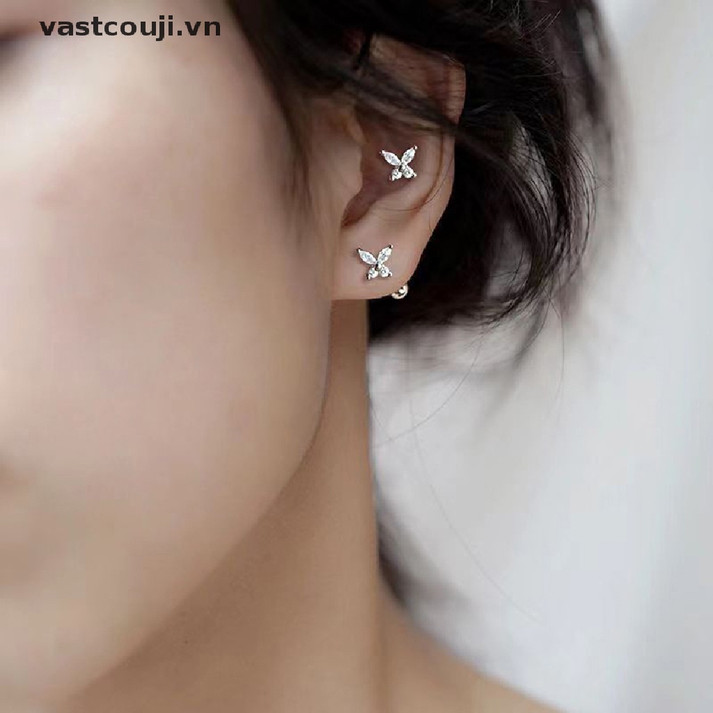 1 Đôi Bông Tai Hình Bướm Đính Đá Zircon Thời Trang Cho Nữ