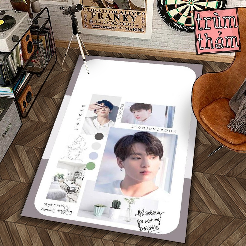 Thảm Trang Trí Jungkook Collage Hàn Quốc Bts Idol Kpop Decor Phòng Ngủ Phòng Khách Văn Phòng