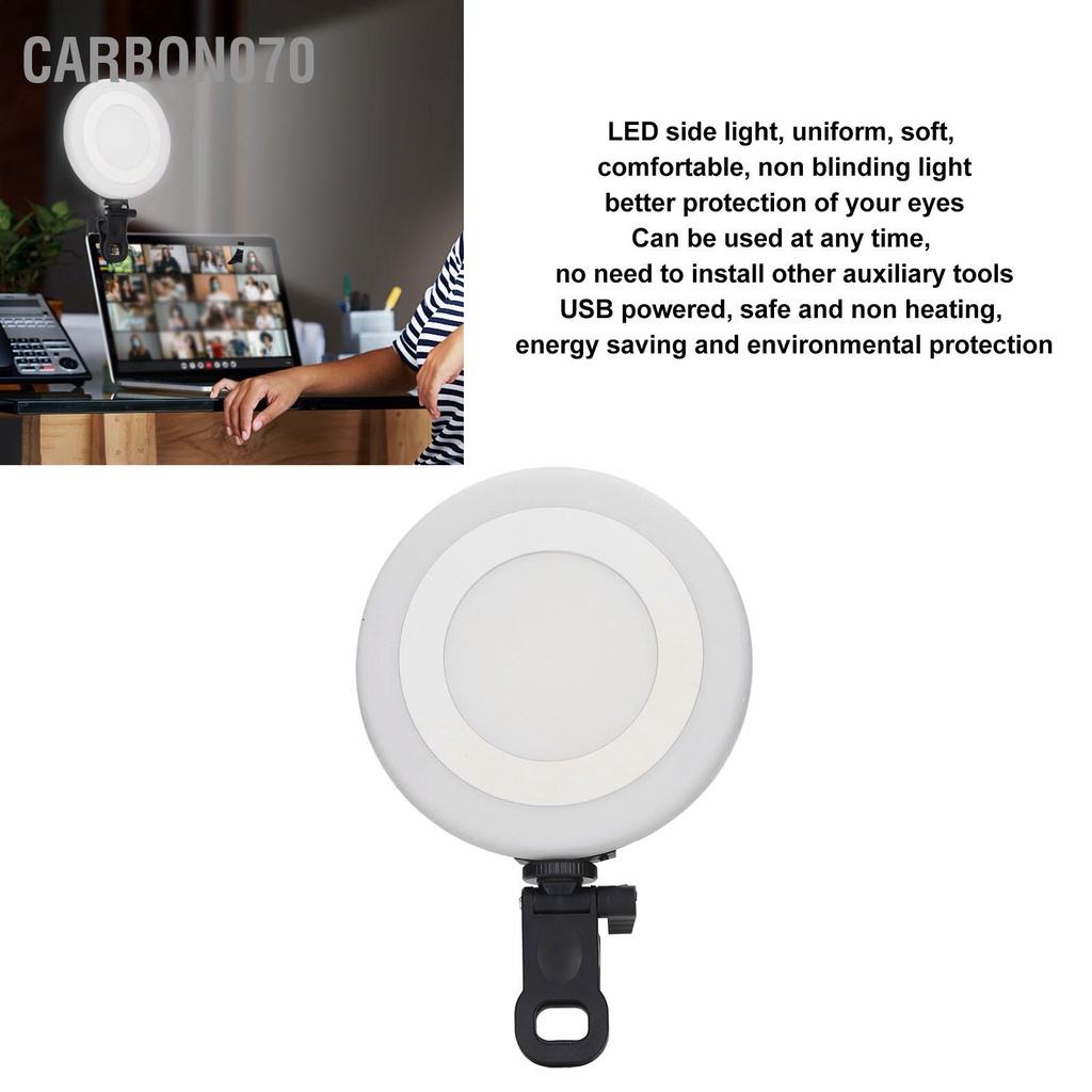 Carbon070 Hội Nghị Video 5.5in Lấp Đầy Đèn LED Vòng 3 Chế Độ 10 ​​Cấp Nguồn USB Máy Tính Để Bàn RBG Laptop Kẹp