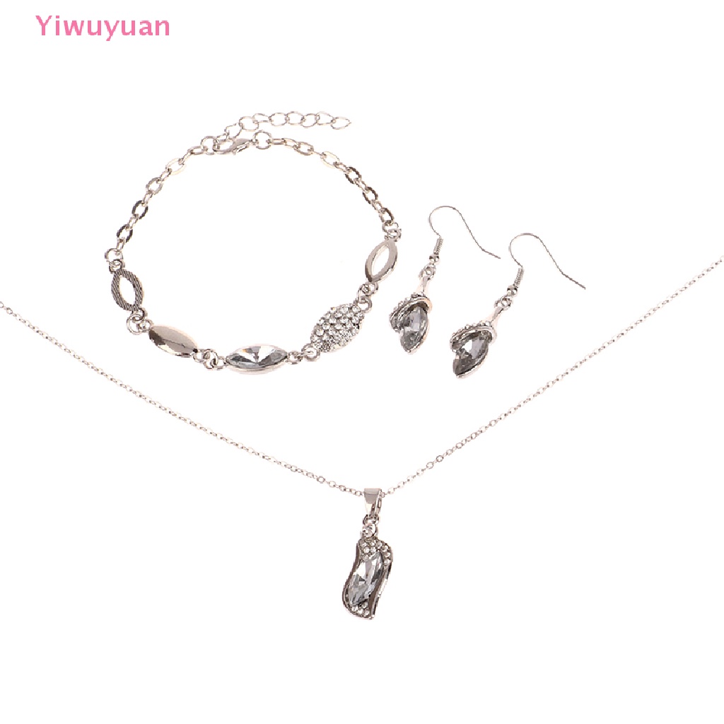 Bộ Trang Sức Màu Vàng / Bạc Đính Pha Lê Sang Trọng Dành Cho Nữ