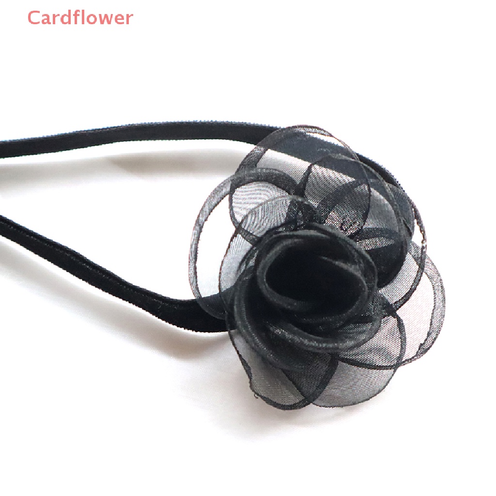 < Cardflower > Vòng Cổ Choker Dây Ruy Băng Hoa Trà Đen Siêu Dài Gợi Cảm Làm Quà Tặng Tiệc Tùng
