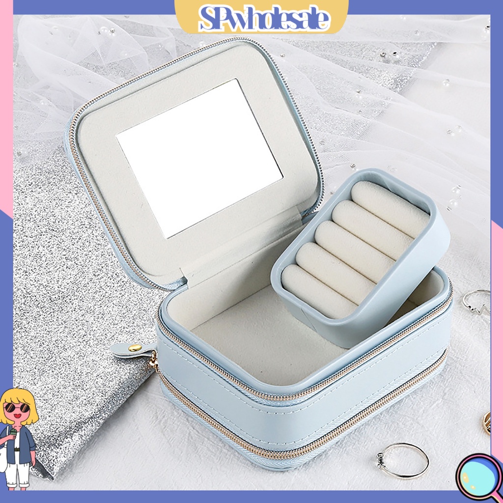 &lt;SPwholesale&gt; Hộp Đựng Trang Sức Đa Năng Có Khóa Kéo Giá Đỡ