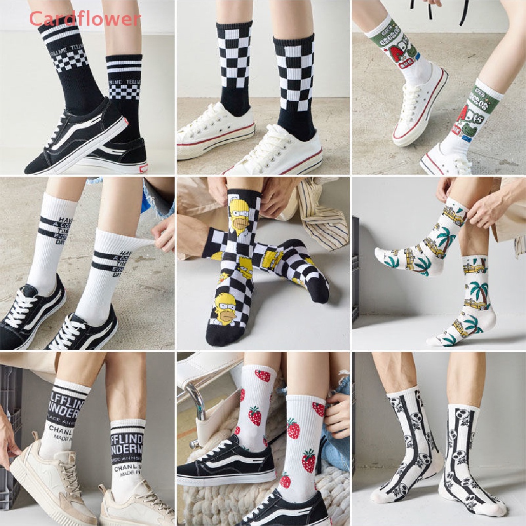 < Cardflower > Vớ Cotton Họa Tiết Hoạt Hình Vui Nhộn Phong Cách Hip Hop Harajuku Thời Trang Mới Cho Nam