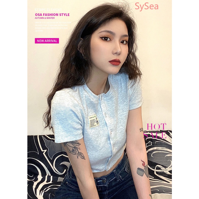 Áo Croptop Màu Xám Thiết Kế Quyến Rũ Thời Trang Mùa Hè Cho Nữ