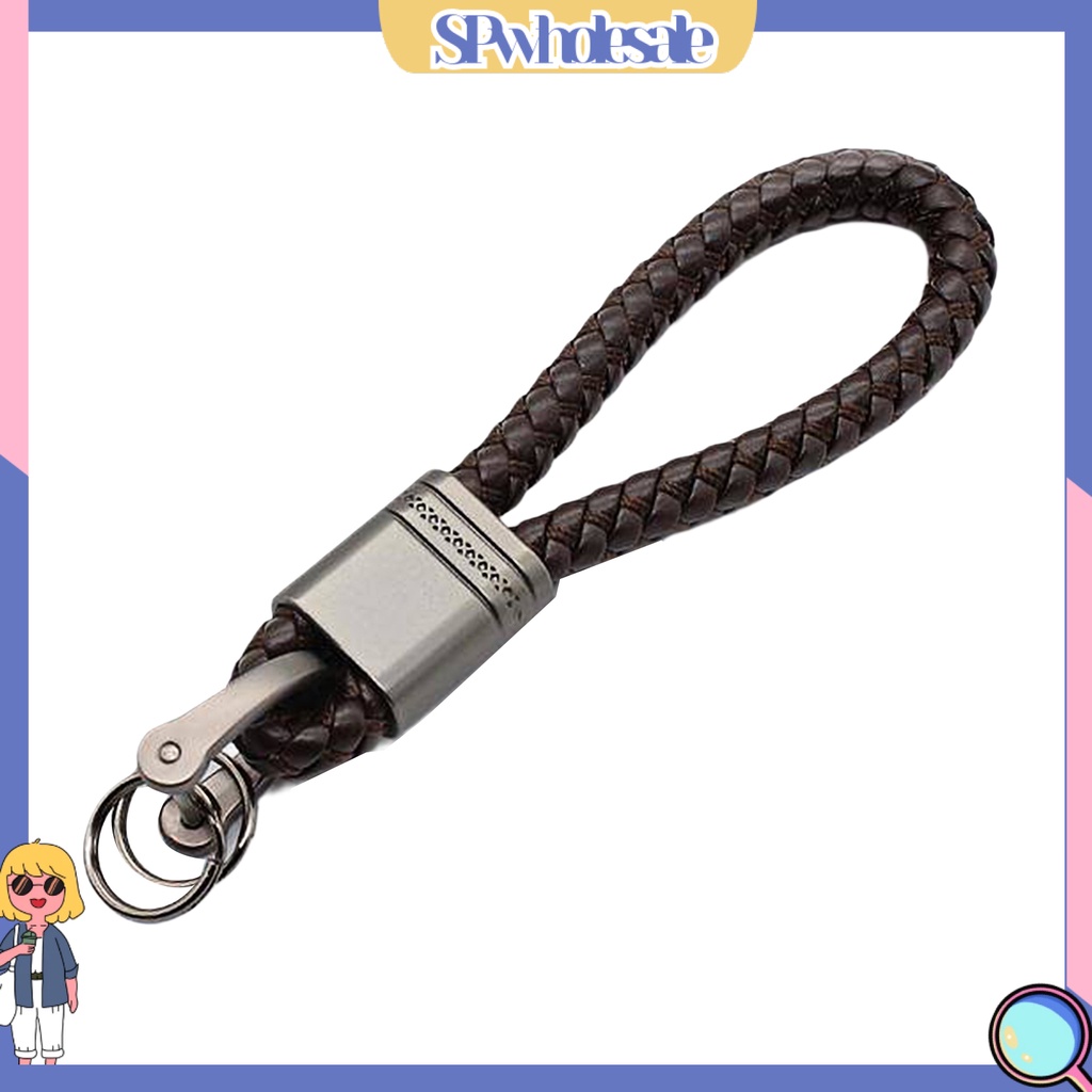 <SPwholesale> Móc Chìa Khóa Giả Da Bện Sợi Hợp Kim Thời Trang Cho Nam Nữ